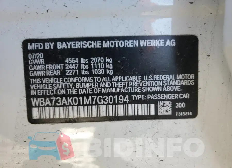 WBA73AK01M7G30194 Photo# 12
