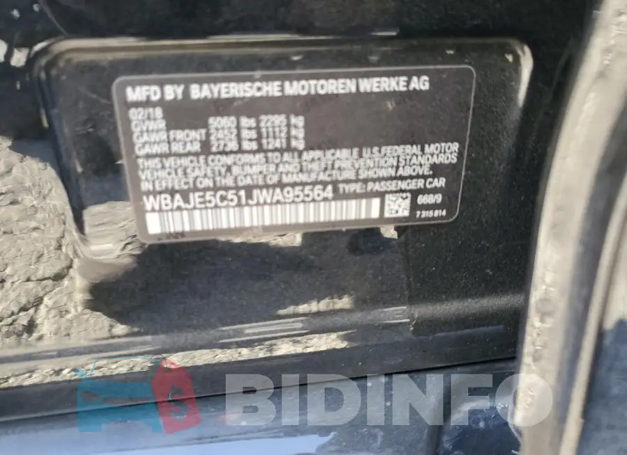 WBAJE5C51JWA95564 Photo# 12