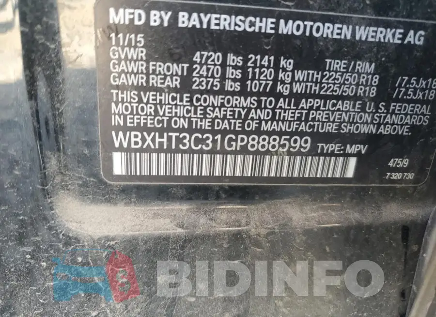 WBXHT3C31GP888599 Photo# 12