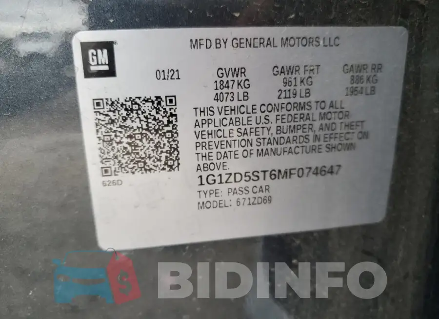 1G1ZD5ST6MF074647 Photo# 13