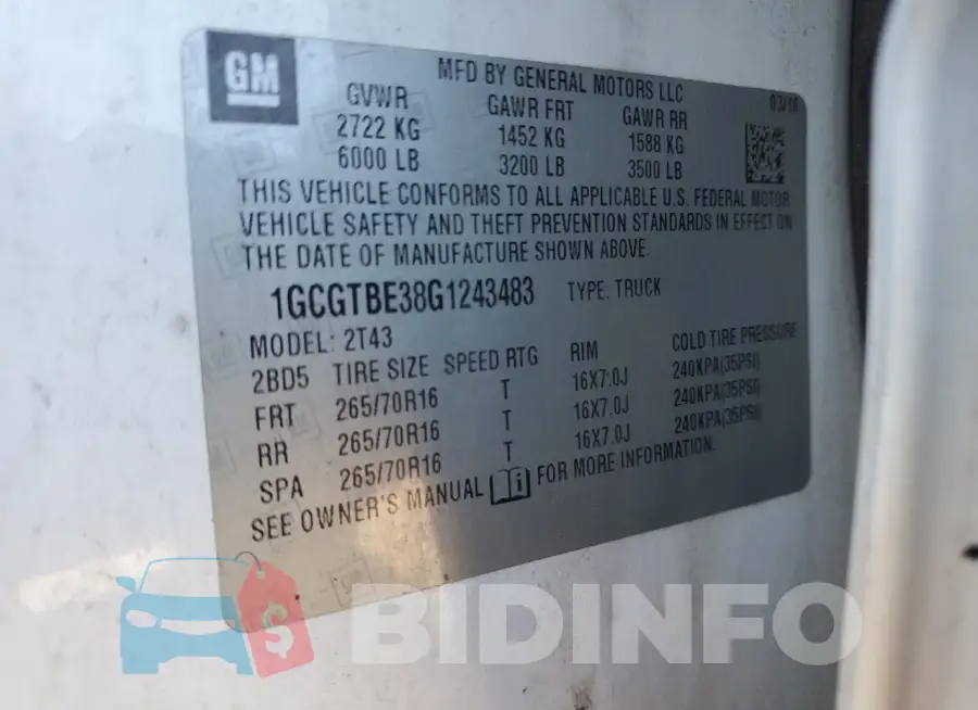 1GCGTBE38G1243483 Photo# 12