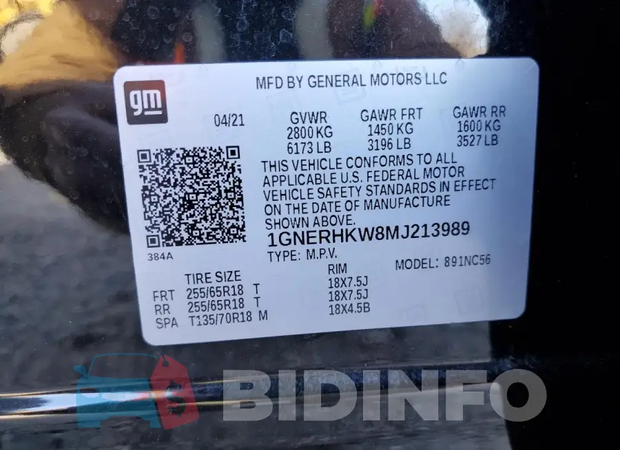 1GNERHKW8MJ213989 Photo# 13