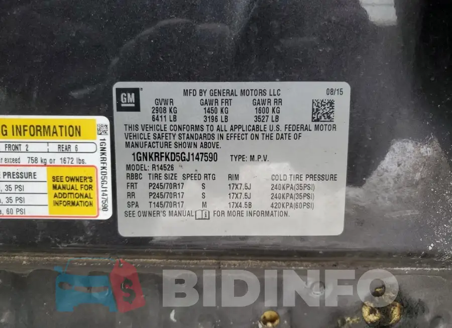1GNKRFKD5GJ147590 Photo# 13