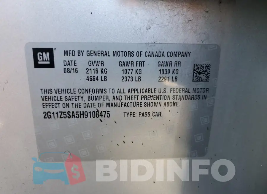 2G11Z5SA5H9108475 Photo# 12