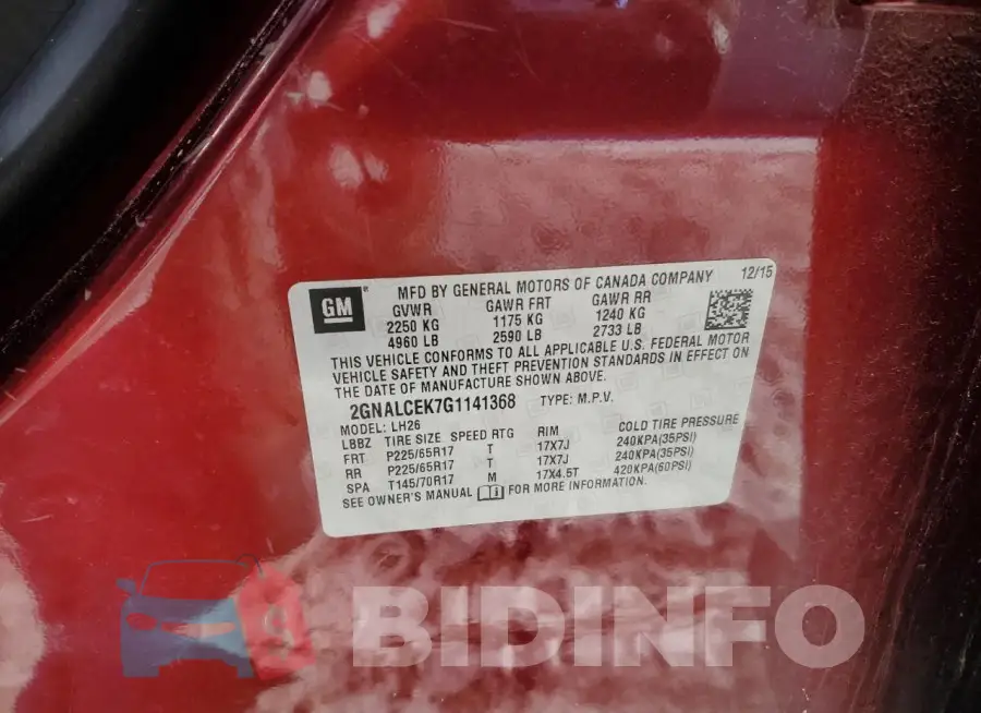 2GNALCEK7G1141368 Photo# 13