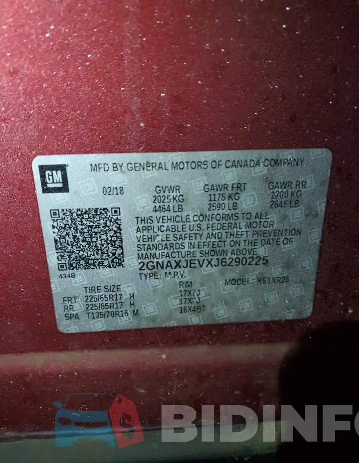 2GNAXJEVXJ6290225 Photo# 14