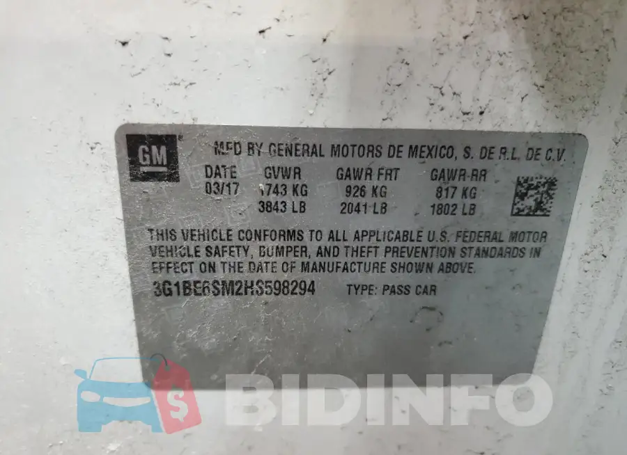 3G1BE6SM2HS598294 Photo# 12