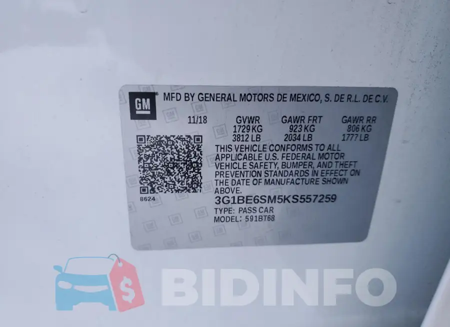 3G1BE6SM5KS557259 Photo# 12