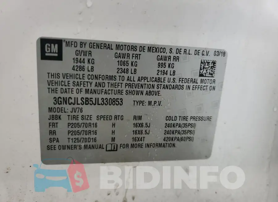 3GNCJLSB5JL330853 Photo# 13