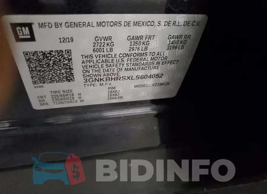 3GNKBHRSXLS604052 Photo# 13