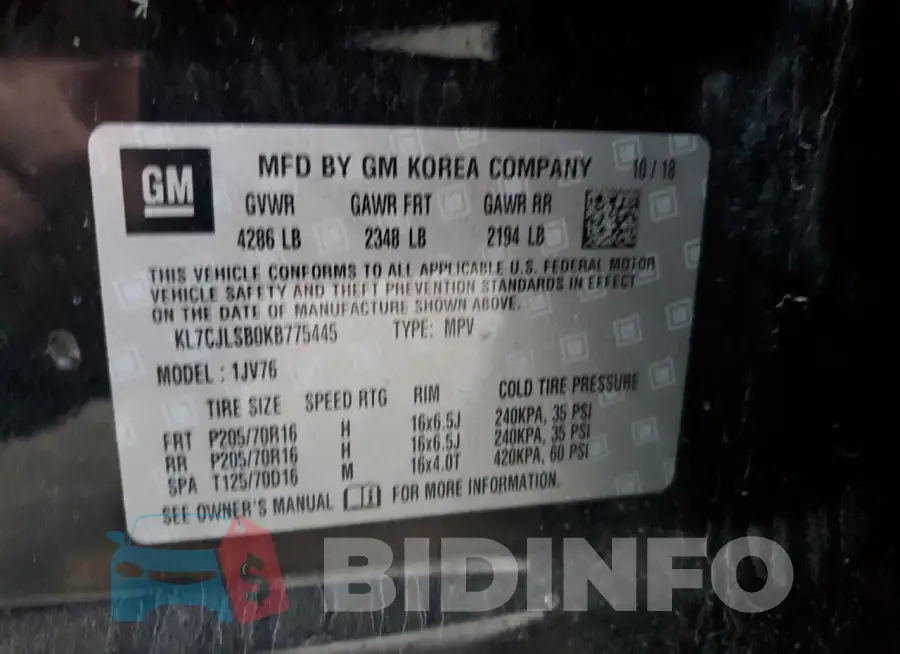 KL7CJLSB0KB775445 Photo# 13