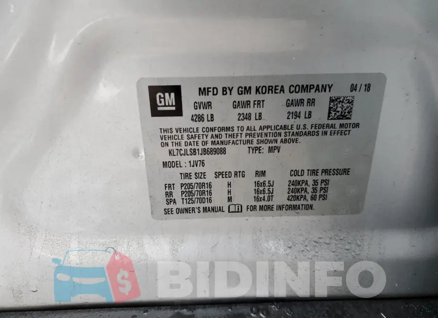 KL7CJLSB1JB689088 Photo# 13