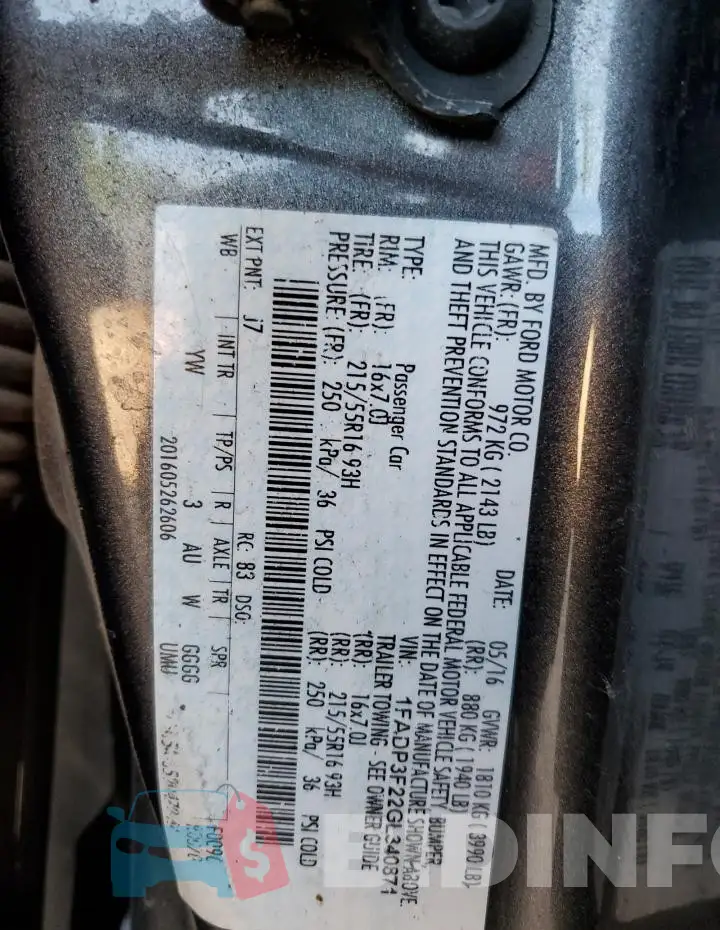 1FADP3F22GL340871 Photo# 13