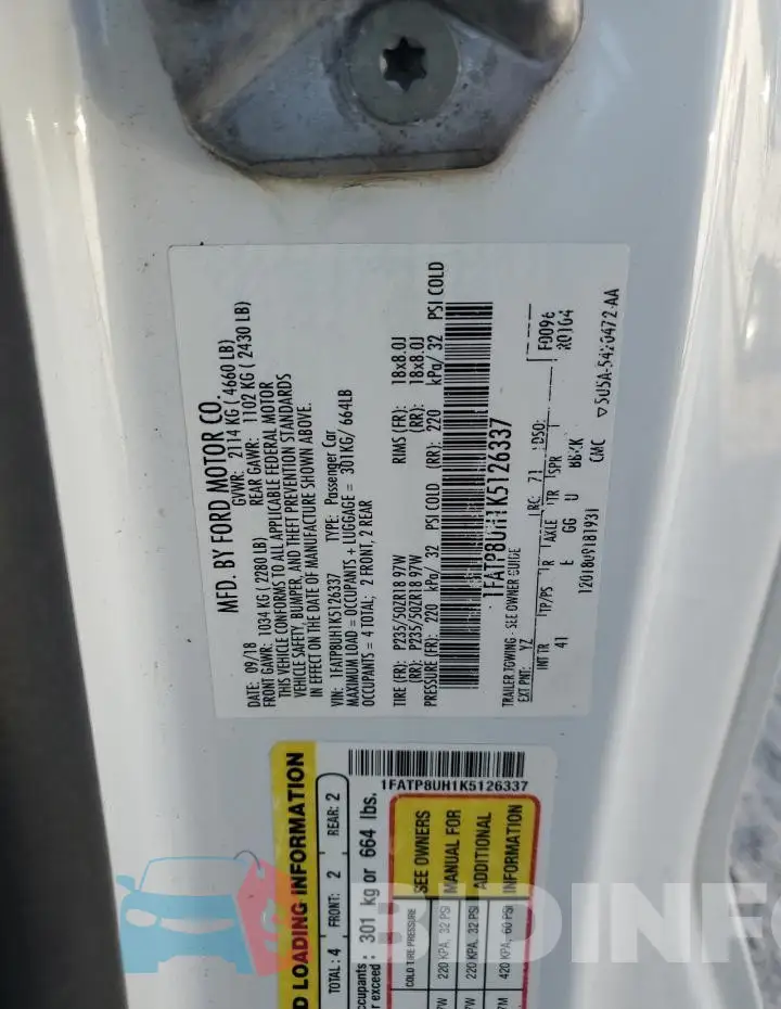 1FATP8UH1K5126337 Photo# 12