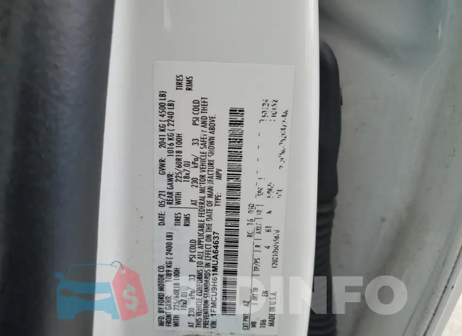 1FMCU9H61MUA64637 Photo# 13