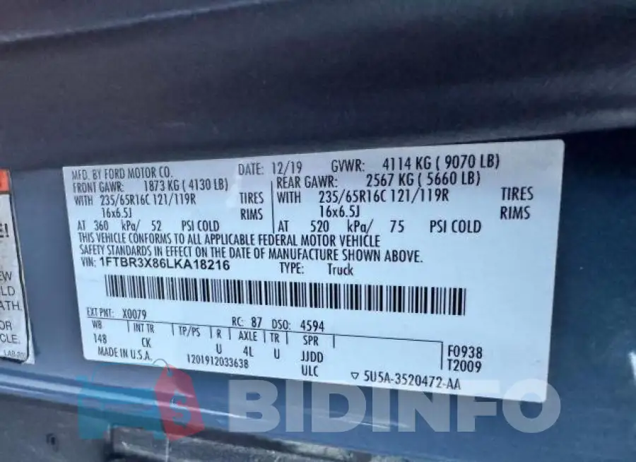 1FTBR3X86LKA18216 Photo# 10