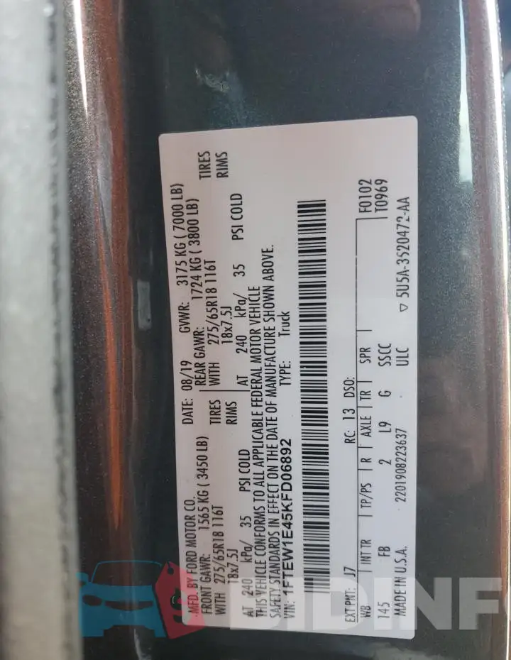 1FTEW1E45KFD06892 Photo# 12
