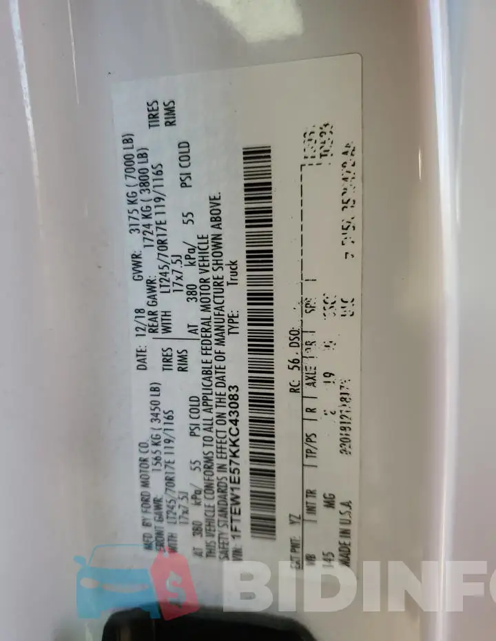 1FTEW1E57KKC43083 Photo# 13