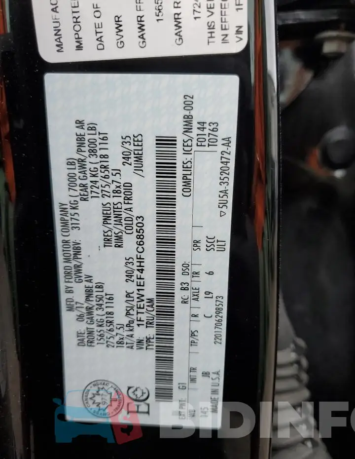 1FTEW1EF4HFC68503 Photo# 12