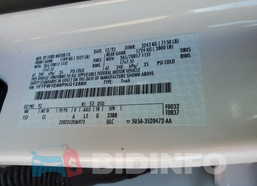 1FTFW1E88PKG12880 Photo# 12