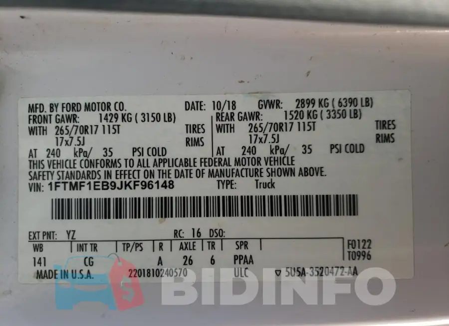 1FTMF1EB9JKF96148 Photo# 13