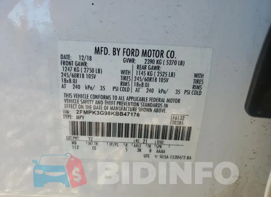 2FMPK3G98KBB47176 Photo# 14