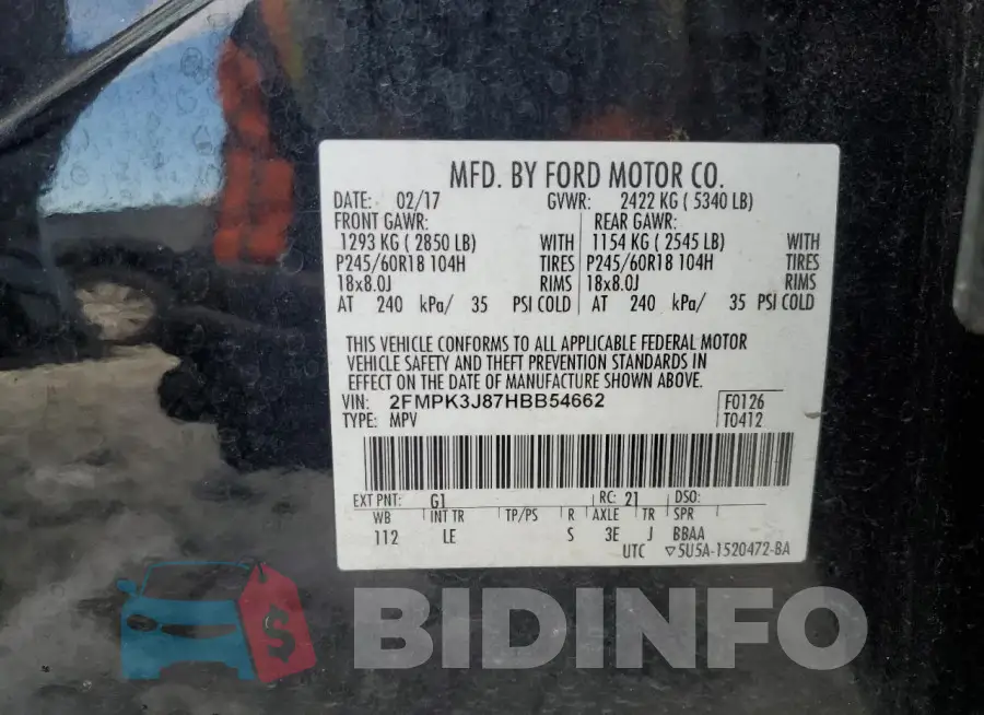 2FMPK3J87HBB54662 Photo# 13