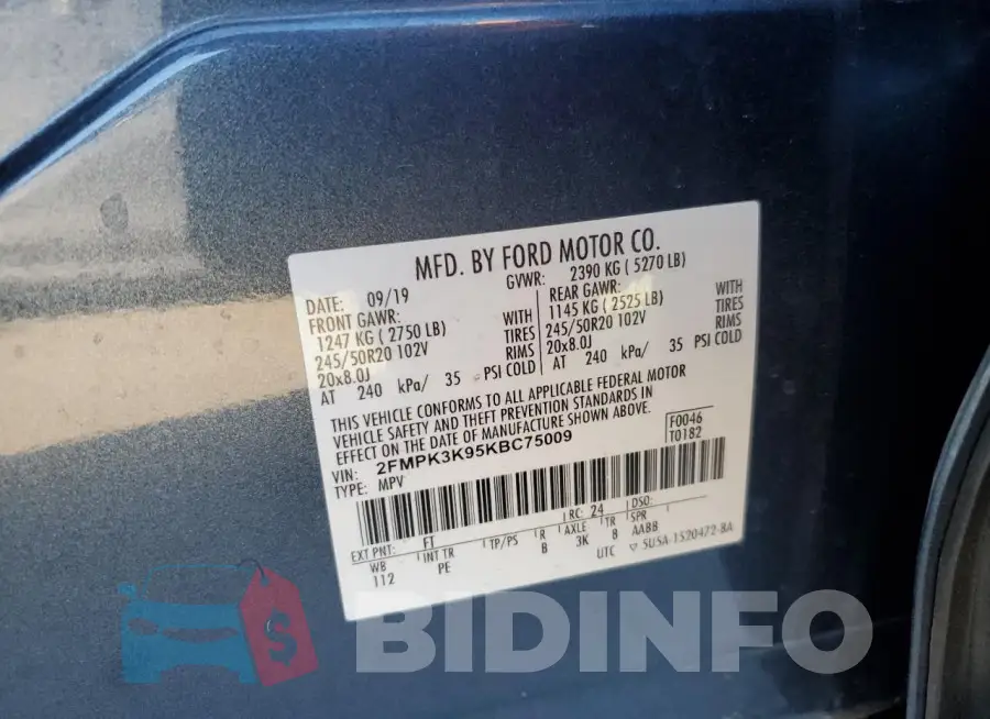 2FMPK3K95KBC75009 Photo# 14