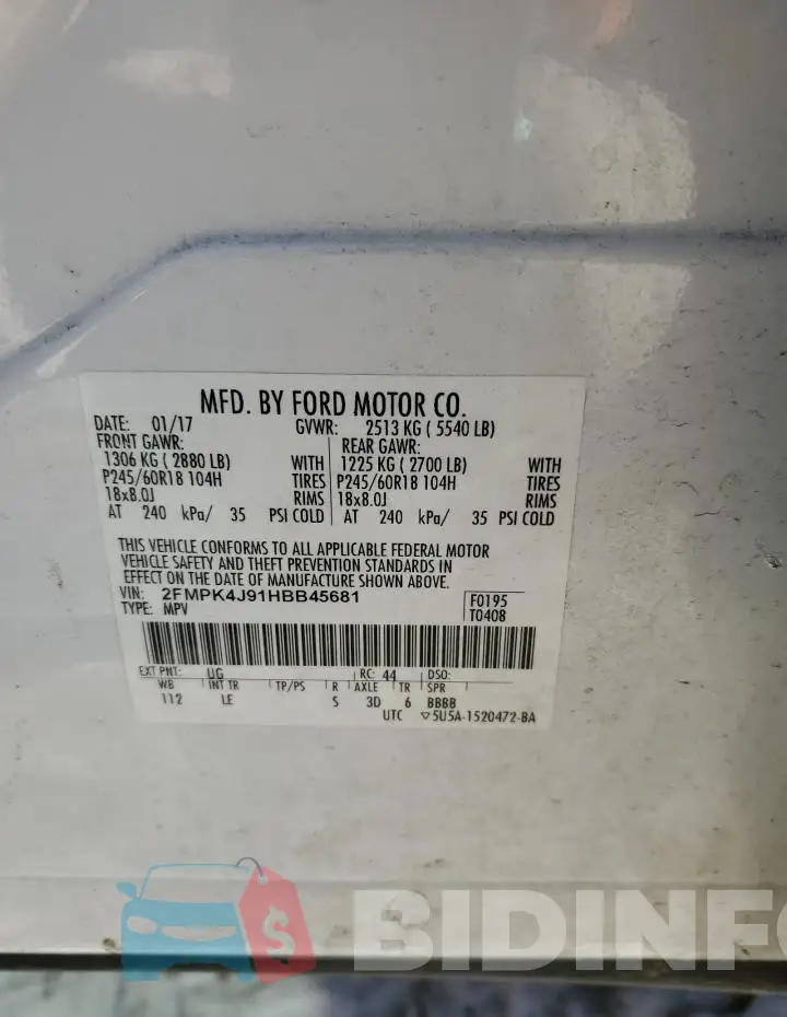 2FMPK4J91HBB45681 Photo# 13