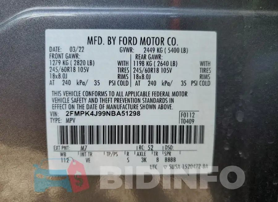 2FMPK4J99NBA51298 Photo# 13
