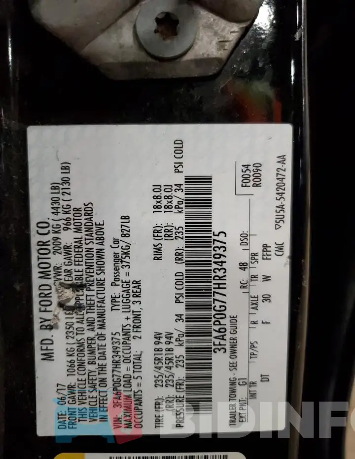 3FA6P0G77HR349375 Photo# 12