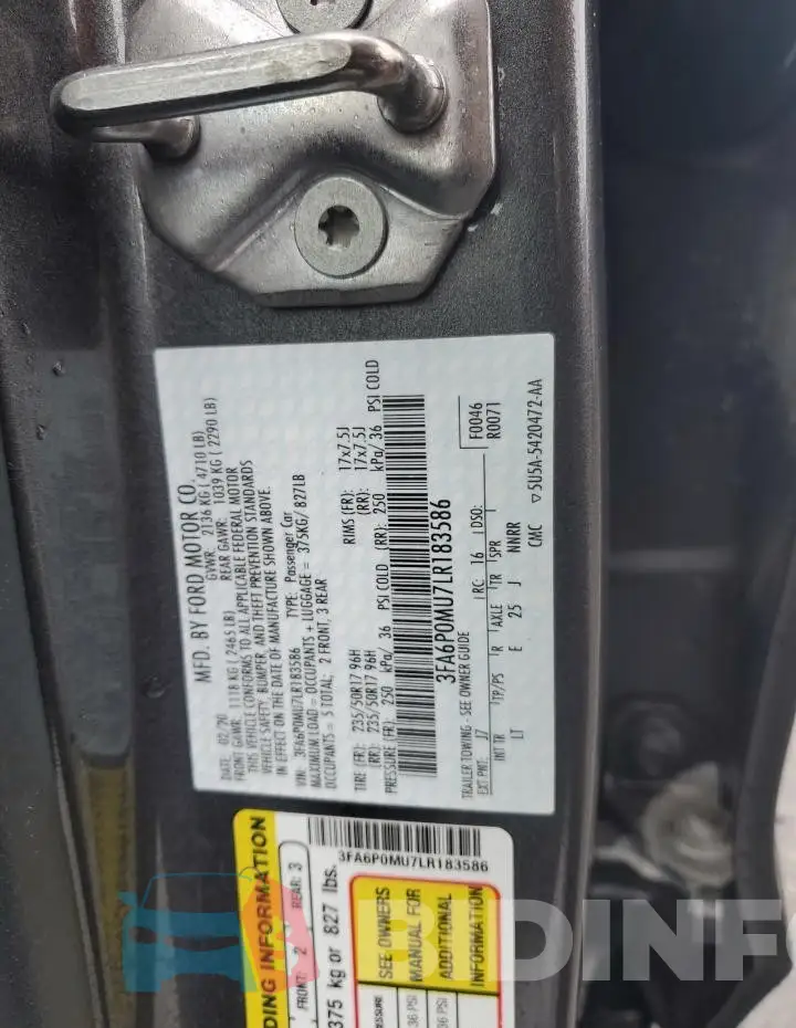 3FA6P0MU7LR183586 Photo# 12