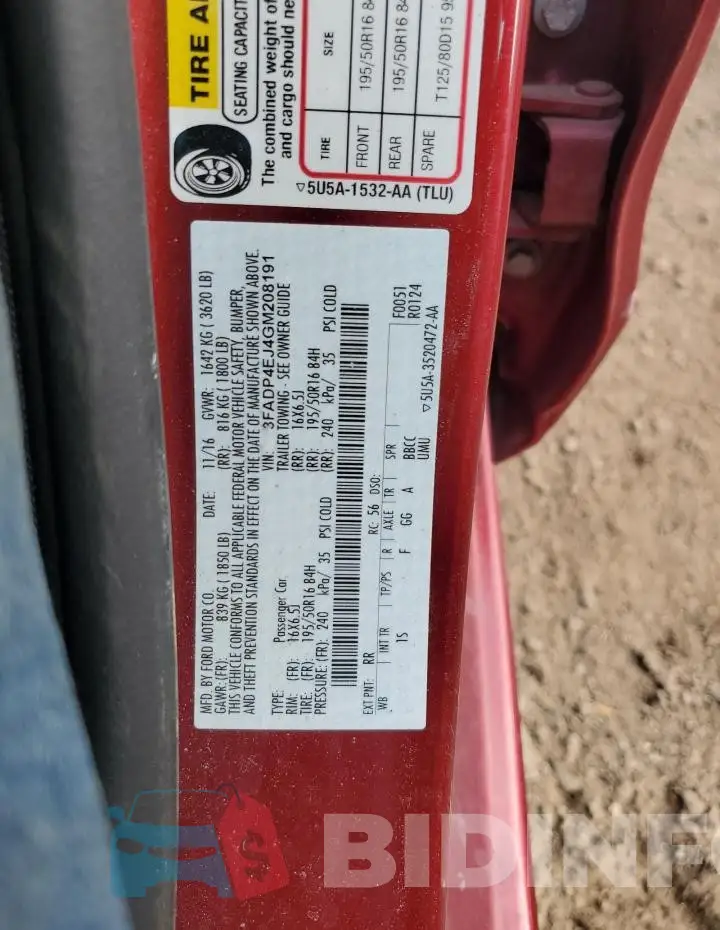 3FADP4EJ4GM208191 Photo# 12