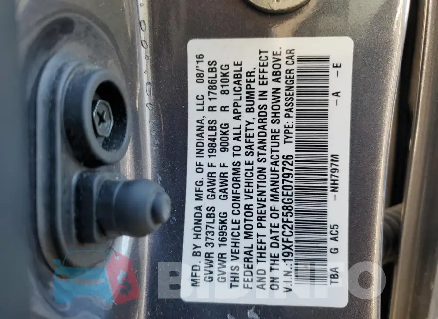 19XFC2F58GE079726 Photo# 12