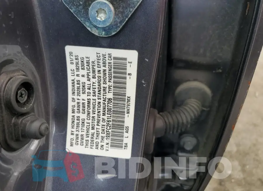 19XFC2F61LE007706 Photo# 12