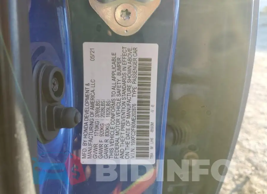 19XFC2F80ME202876 Photo# 13
