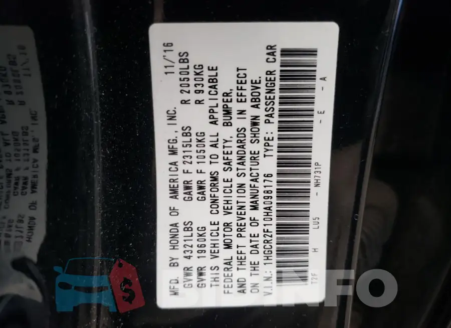 1HGCR2F10HA098176 Photo# 12