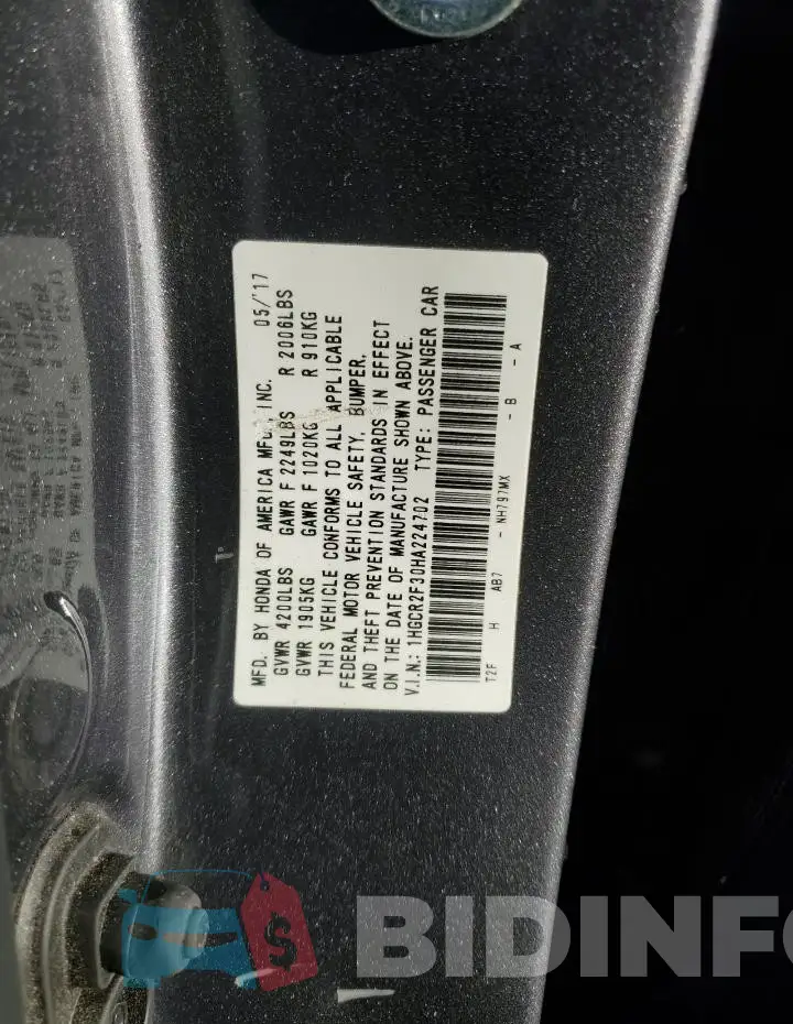 1HGCR2F30HA224702 Photo# 12
