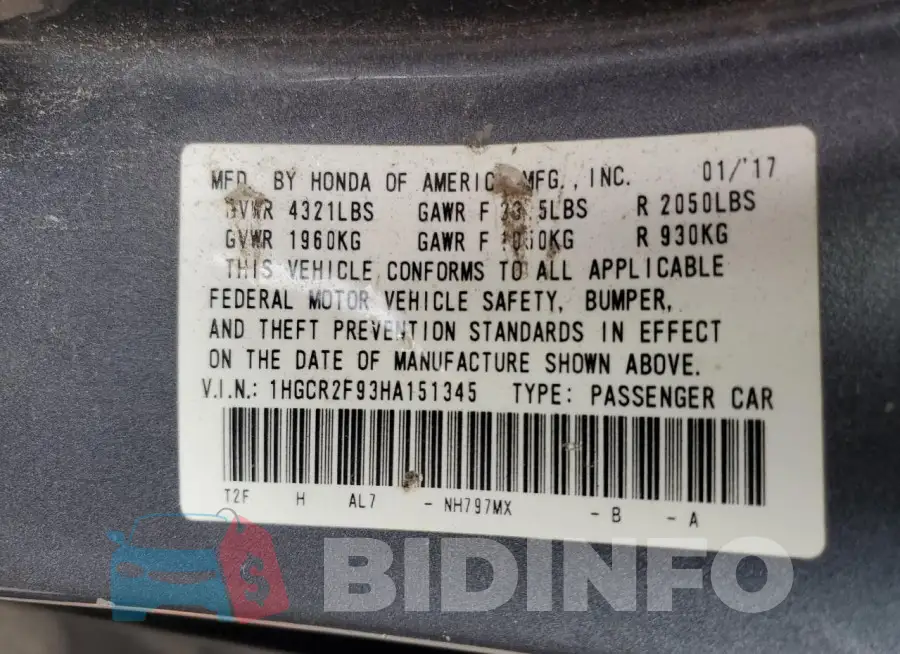 1HGCR2F93HA151345 Photo# 13