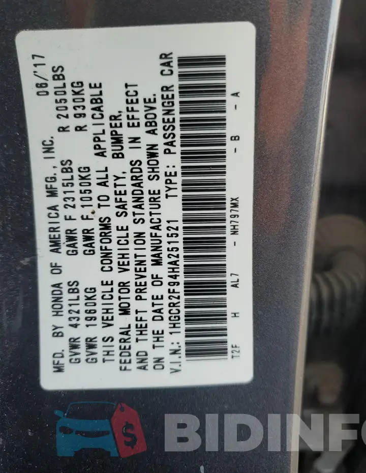 1HGCR2F94HA251521 Photo# 12
