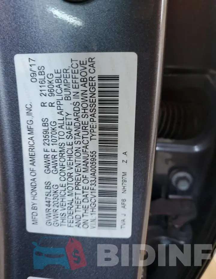 1HGCV1F33JA005955 Photo# 12