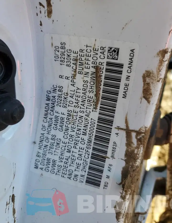 2HGFC2F69MH500007 Photo# 12