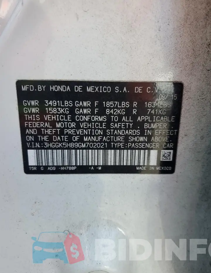 3HGGK5H89GM702021 Photo# 12