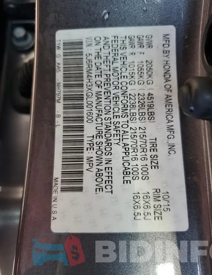 5J6RM4H3XGL001600 Photo# 14