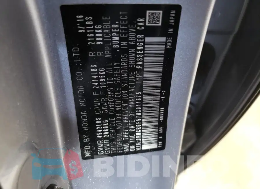 JHMCR6F57HC011675 Photo# 12