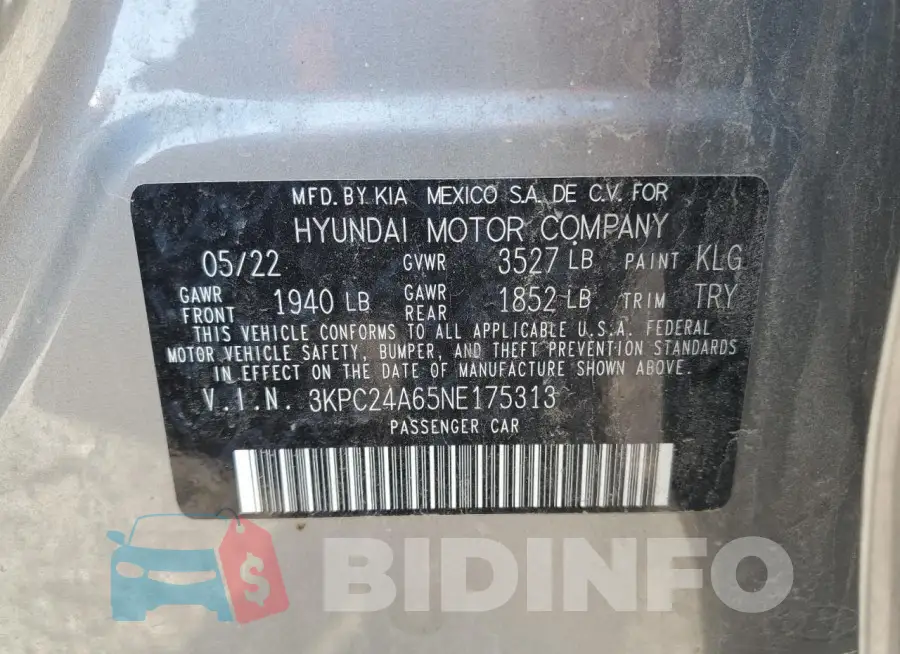 3KPC24A65NE175313 Photo# 12
