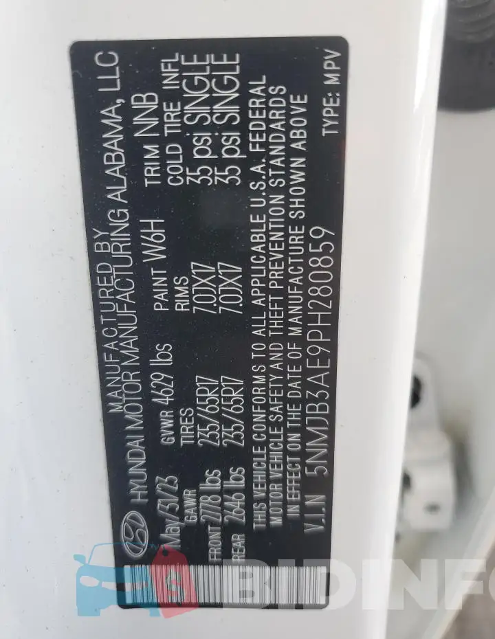5NMJB3AE9PH280859 Photo# 14