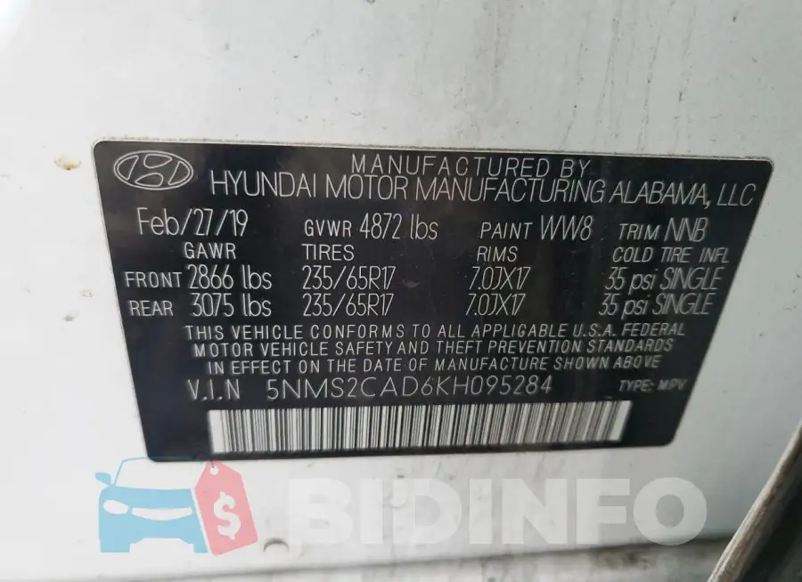 5NMS2CAD6KH095284 Photo# 13