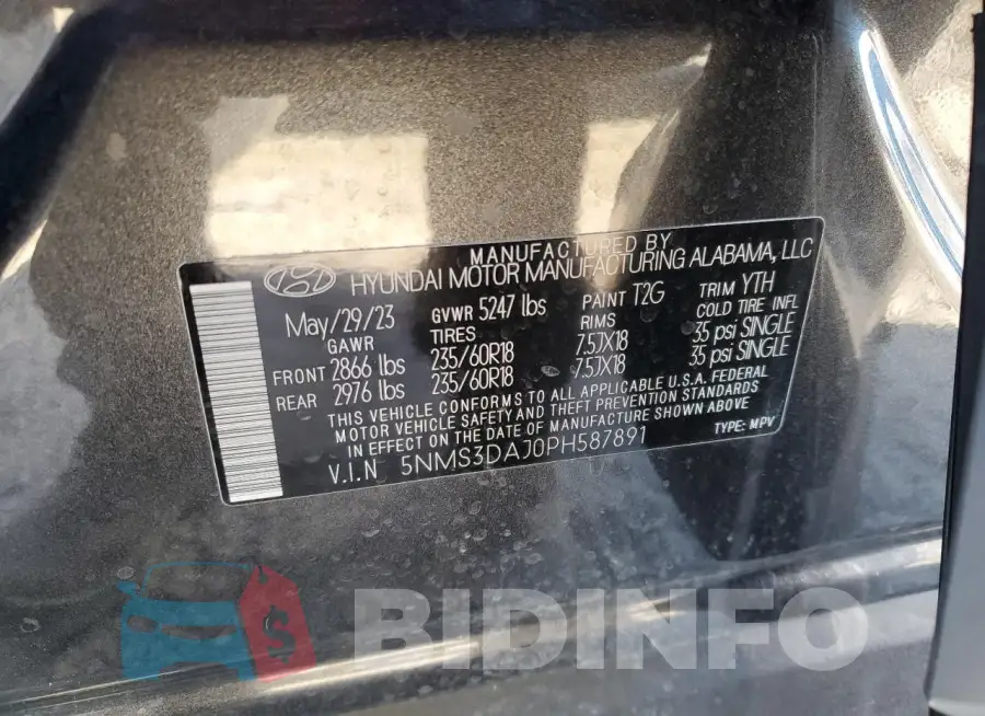 5NMS3DAJ0PH587891 Photo# 14