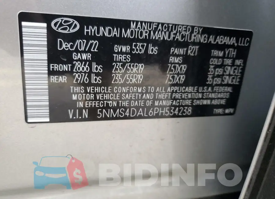 5NMS4DAL6PH534238 Photo# 13